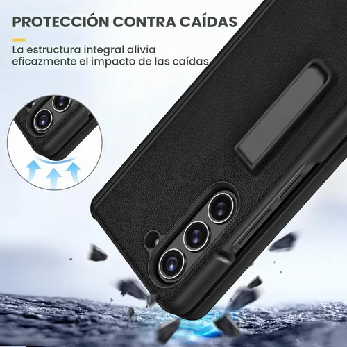 Vista 6 de Ruky Funda para Galaxy Z Fold 5 con protección de bisagra, carcasa de cuerpo completo con soporte magnético integrado y protector de pantalla