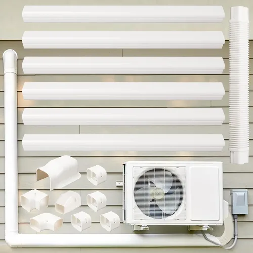Vista 8 de 7,6 cm de ancho 4,7 m de largo Kit de cubierta de línea de aire acondicionado mini split Kit de tubos de PVC decorativos para sistema de aire