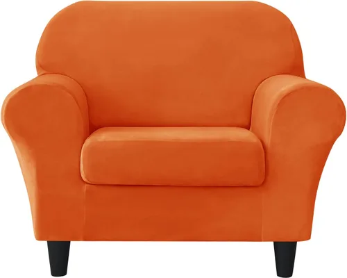 Vista 20 de CONRUSER Funda elástica para sofá, funda de terciopelo suave para sofá de un solo asiento con funda de cojín, protector de muebles (beige, talla S)
