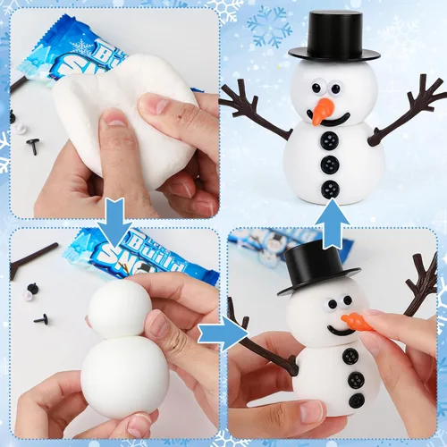 Vista 6 de 4 Pack de Manualidades Navideñas, Manualidad de Muñeco de Nieve de Arcilla de Secado al Aire, ¿Quieres Construir un Muñeco de Nieve? Rellenos
