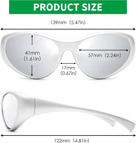 Vista 7 de JIM HALO Gafas de sol polarizadas recicladas para hombres y mujeres, retro Y2K Cat Eye Sports Googles UV400
