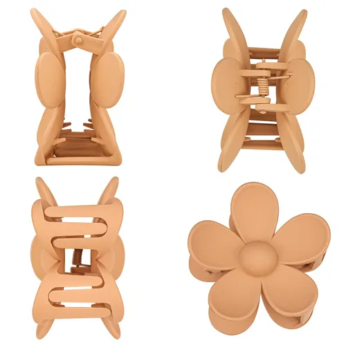 Vista 3 de 12 pinzas de flores para mujeres y niñas, clips de mandíbula grandes y fuertes en 12 colores mate para cabello grueso y fino