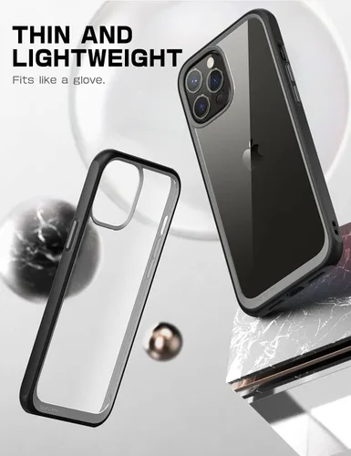 Vista 3 de Funda protectora híbrida SUPCASE, premium, transparente, para iPhone 13 Pro (de 2021), 6.1 pulgadas, estilo de uso rudo (color negro)
