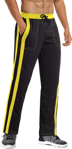 Vista 2 de MAGNIVIT Pantalones deportivos ligeros para hombre, pantalones deportivos de malla, parte inferior abierta con bolsillos