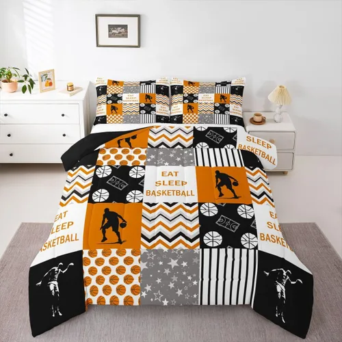 Vista 22 de Erosebridal Edredón de baloncesto para niños, juegos deportivos, inserción de edredón individual para niños, adolescentes y adultos, juego