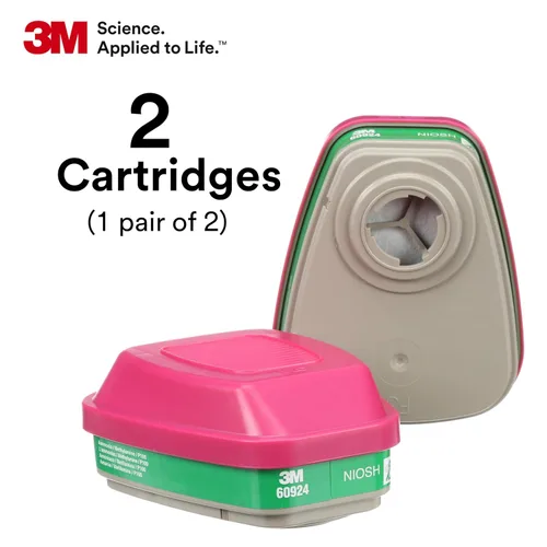Vista 3 de 3M Cartucho/filtro respirador P100 60924, 1 par, aprobado por NIOSH, ayuda a proteger contra amoníaco, metilamina y partículas, para fabricación