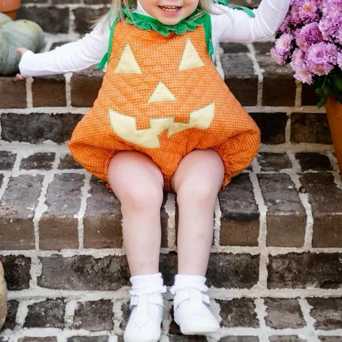 Vista 3 de Disfraz de Halloween para bebé, niña, niño, con estampado de cara de calabaza, sin mangas, para cosplay