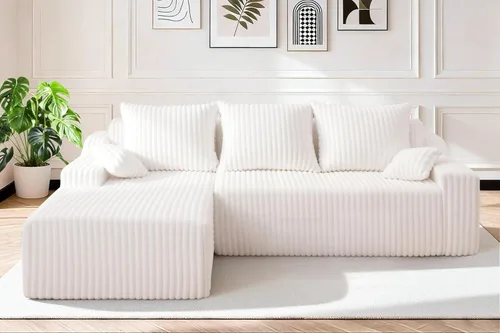 Vista 14 de HABUTWAY Sofá modular modular de 101 pulgadas con asiento profundo, moderno sofá convertible en forma de L, sofá tapizado con diván para sala