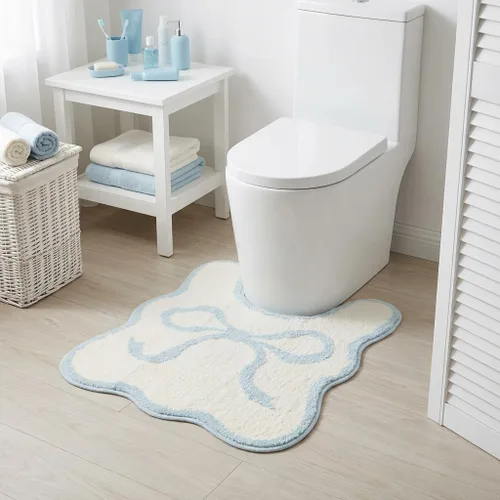 Vista 12 de Tapete de baño festoneado negro de 26 x 18 pulgadas, tapetes de baño suaves y absorbentes, lavables a máquina, de microfibra, para bañeras, lavabos