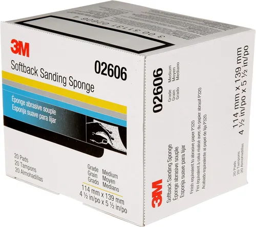 Vista 8 de 3M Esponja de lijado Softback 02606, 4 1/2 x 5 1/2 pulgadas, paquete de 20, grano medio, corte rápido