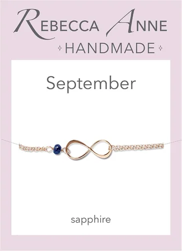 Vista 61 de Pulsera con dije de infinito con piedra natal, joyería hecha a mano, regalo para ella
