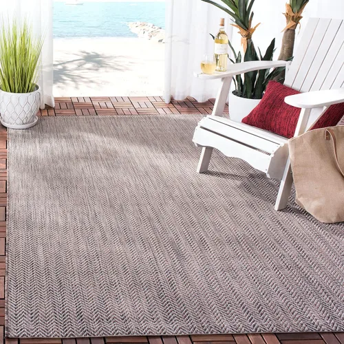 Vista 50 de Safavieh Colección Courtyard CY8022 Alfombra, 2 pies x 3 pulgadas x 5 pies, aguamarina y gris, impermeable, fácil de limpiar, sin pelusa