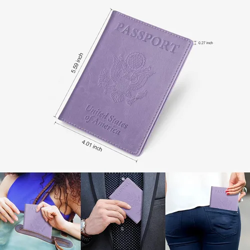 Vista 3 de labato - Cartera de piel sintética para pasaporte con tarjetero de vacuna, PúrpuraOmbre Force.