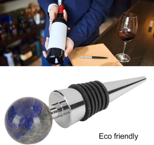 Vista 3 de Tapón de vino, tapón de botella, excelente sellado, ecológico, piedra semipreciosa para vino y bebidas, mantiene el vino fresco, se adapta a