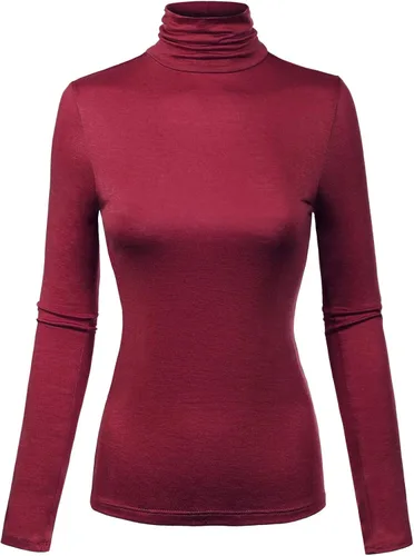 Vista 22 de MixMatchy Camisetas de manga larga delgadas y ligeras para mujer, cuello alto, capa base, camisetas activas