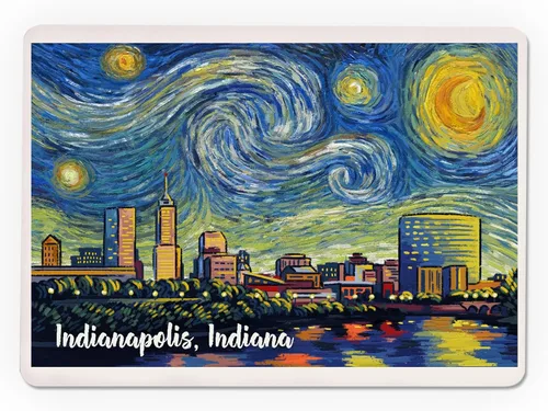 Vista 3 de Lantern Press Indianapolis, Indiana, Skyline, Starry Night, 52 Playing Cards for Adults, Poker Size Card Deck