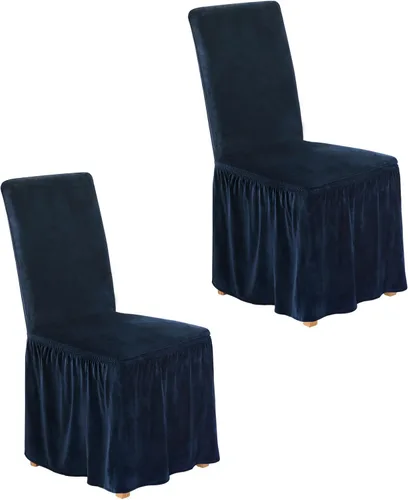 Vista 41 de NICEEC Fundas de silla de elastano para sillas de comedor, juego de 2 fundas de silla de comedor extraíbles con falda, fundas para sillas Parson
