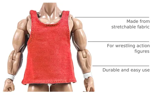 Vista 4 de Juego de 5 camisetas musculares para figuras de acción de lucha libre, Blanco