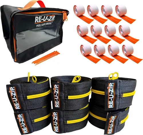 Vista 20 de RE-U-ZIP® Cremallera resistente reutilizable con barrera contra polvo Paquete Pro Sistema patentado de gancho y bucle Rentable y confiable Azul