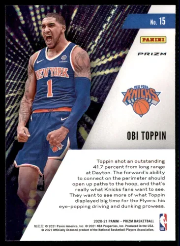 Vista 2 de Panini Prizm 2020-21 - Impacto instantáneo - Silver Prizm #15 - Obi Toppin RC