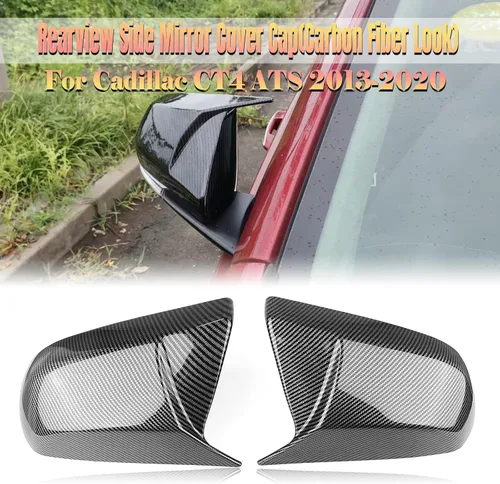 Vista 7 de Tapa de la tapa del espejo retrovisor de la puerta lateral para Cadillac CT4 ATS 2013-2024 negro