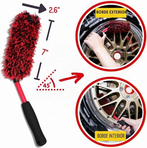 Vista 5 de oesee Kit de Cepillos para Ruedas Angulares Paquete de 3 - Cepillo de Microfibra Angular para Ruedas, Cepillo de Barril de Rueda, Cepillo