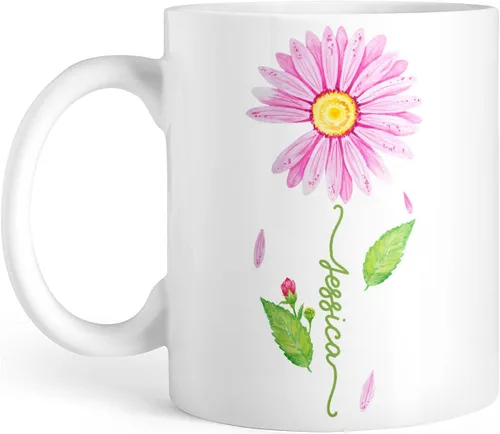 Vista 15 de CUBICER Tazas de café personalizadas, diseño de lirio, nombre personalizado, tazas de cerámica blanca, taza de viaje grande, vaso para beber, Lirio