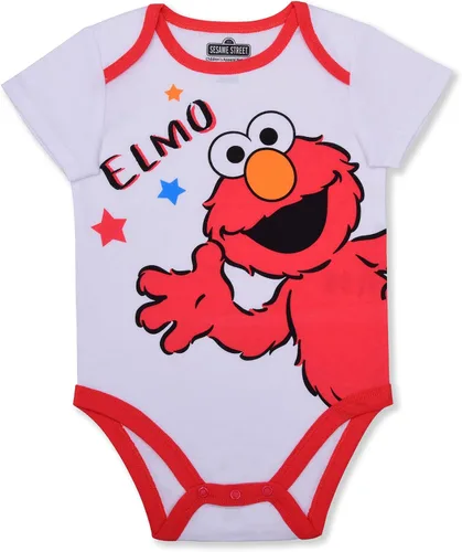 Vista 2 de Sesame Street Boys Elmo Bodysuit and Jogger Set for Newborn and Infant RedWhite