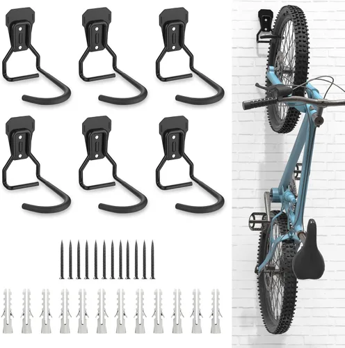 Vista 10 de Housolution Soporte de pared para bicicleta con gancho fijo, [paquete de 2] Estante de almacenamiento para bicicletas Soporte vertical para garaje