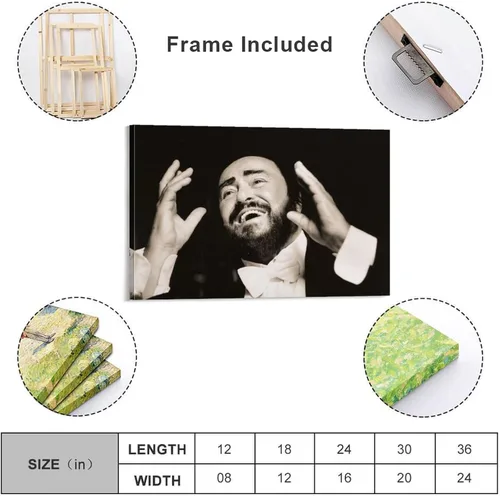 Vista 2 de Luciano Pavarotti - Póster artístico de tenor del mundo, 4 habitaciones, póster estético impreso, pintura de pared, pósteres de lienzo, regalos