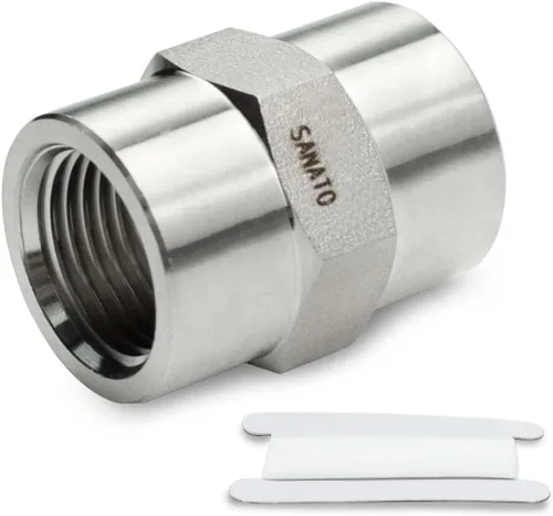 Vista 7 de SANATO 3 piezas de acoplamiento hexagonal de forja de acero inoxidable 304, accesorios de tubería roscados hembra NPT de 1/2" NPT de 1/2