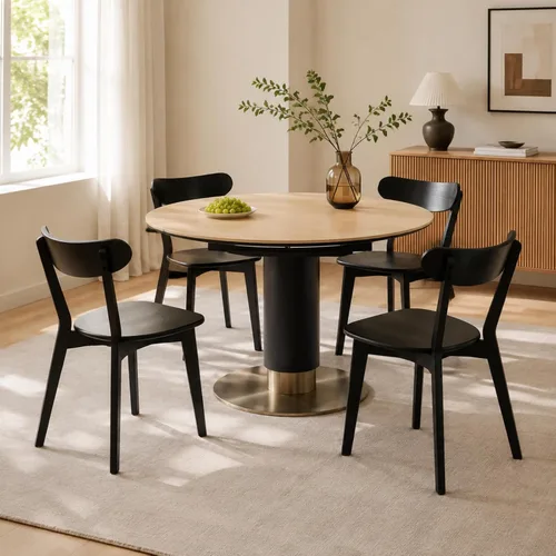 Vista 10 de Sillas de comedor de roble, sillas de cocina, silla moderna de madera maciza 100% con respaldo curvo, silla de comedor para cocina, sala de estar