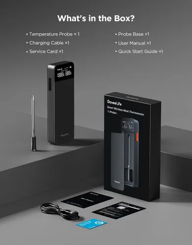 Vista 7 de GoveeLife - Termómetro digital inalámbrico Bluetooth inteligente para carne, con alertas de aplicaciones WiFi Unlimited Range, IP68 Waterproof