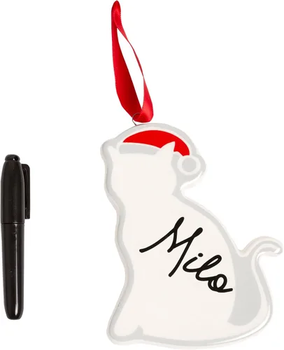 Vista 22 de Kate & Milo Adorno de hueso con estampado de pata de Navidad, recuerdo navideño para mascotas, blanco Pet-Safe Clay, No-Mix or Bake DIY Keepsake