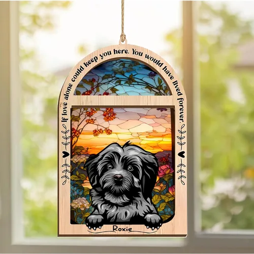 Vista 319 de LOVELYPOD Adorno de Navidad personalizado de sabueso afgano, atrapasoles con nombre, regalos de pérdida de mascotas, regalos para amantes
