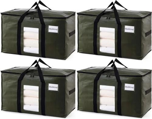 Vista 41 de TAILI - Bolsas de mudanza extra grandes, paquete de 10 bolsas negras resistentes para almacenamiento con ventana visible, asas envolventes