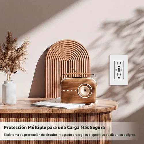 Vista 7 de Micmi Toma de pared USB C, 30 W, 6.0 amperios, 3 puertos USB C, 15 A, receptáculo resistente a manipulaciones con puertos dobles tipo C y A