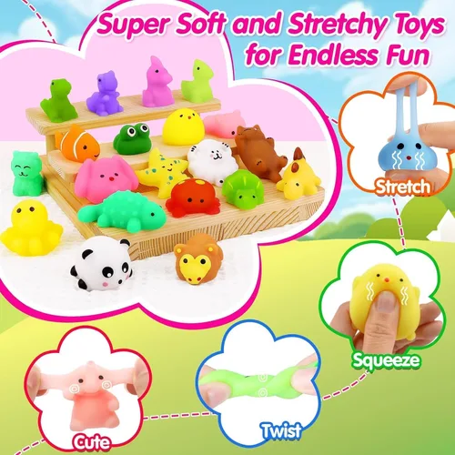 Vista 3 de Recuerdos de fiesta, 130 juguetes esponjosos: Kawaii Squishies Fidget Toys Caja del tesoro juguete para premios de aula, estudiantes, suministros