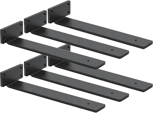 Vista 4 de Paquete de 4 soportes de estante flotantes de 4 pulgadas, soporte de estante oculto de 1/5 pulgadas de grosor, soportes de metal de hierro