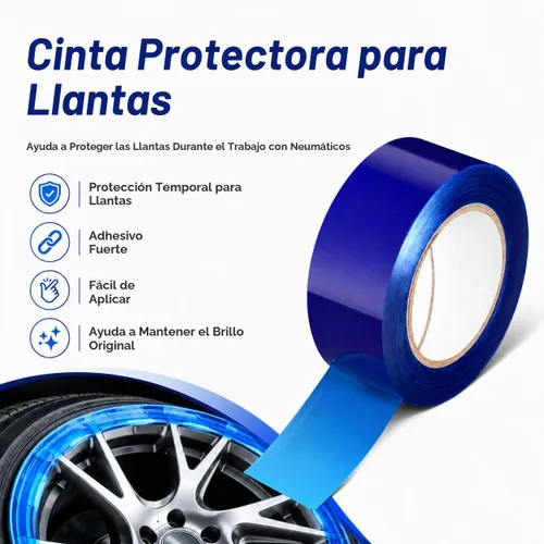 Vista 2 de Cabilock Cinta protectora de llanta de 1 rollo para ruedas de coche, película protectora de llanta PE, fácil instalación, cubo de protección