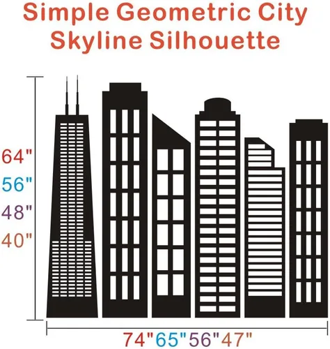 Vista 3 de City skyline pared decoración recámara – pared vinilo calcomanía decorativo para pared Home D ¡§ cor Blanco