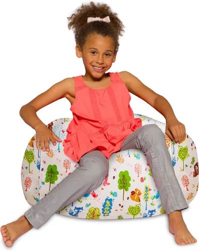 Vista 9 de Posh Beanbags - Sillón puff XL, 48 pulgadas, tela de lona para colorear - Mundo divertido Azul Rey Sólido