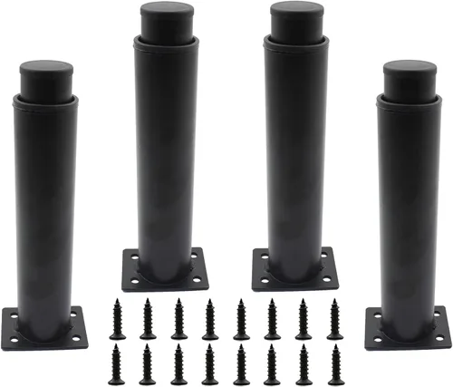 Vista 10 de Paquete de 4 patas ajustables para muebles, patas de soporte de acero inoxidable, patas de repuesto resistentes para sofá, mueble de TV, sofá, mesa