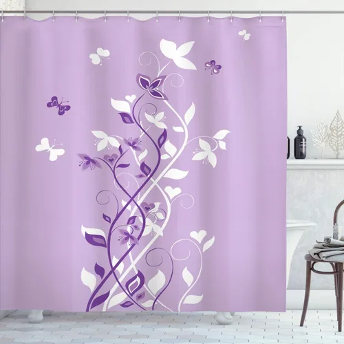 Vista 56 de Ambesonne Cortina de ducha retro, diseño clásico de rayas verticales, imagen, imagen antigua, obra de arte, juego de decoración de baño de tela