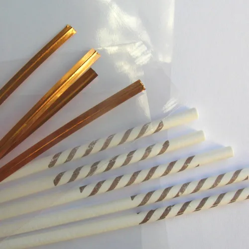 Vista 5 de 100 palitos de piruleta de 6 pulgadas + bolsas de 3 x 5 pulgadas + lazos plateados + 5 palitos transparentes gratis) para caramelos de piruleta Cake