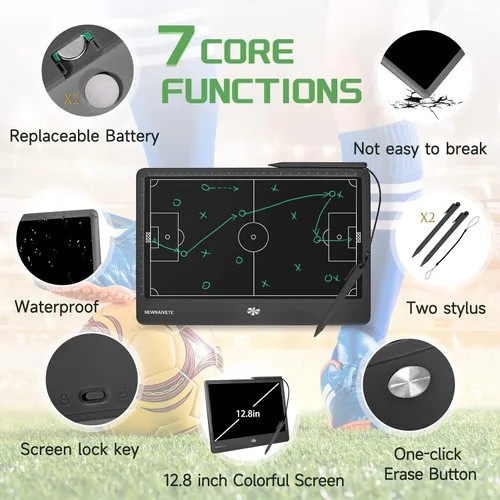 Vista 2 de Tablero electrónico de entrenador de fútbol – Tabla de entrenamiento táctica de fútbol LCD con lápiz capacitivo para entrenador de fútbol, tableta