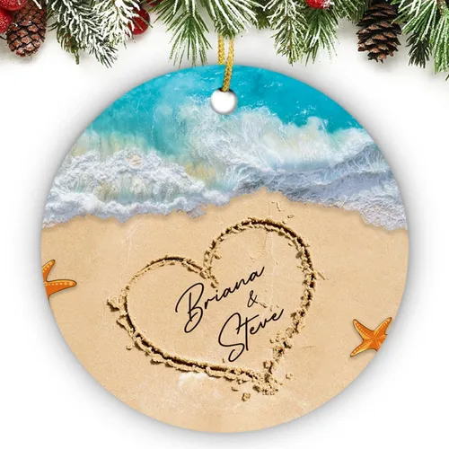 Vista 23 de Just Married - Regalo de recuerdo para recién casados, adorno de boda personalizado en la playa con nombres y fecha