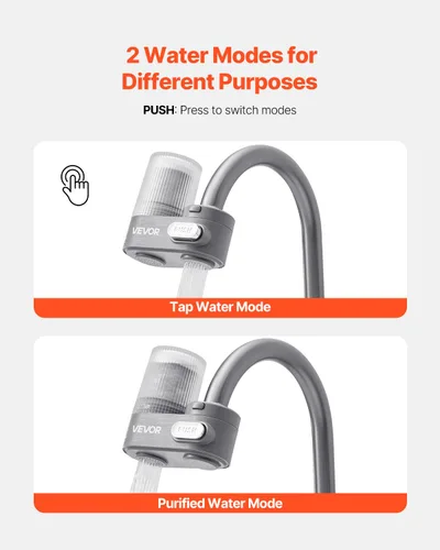 Vista 5 de VEVOR Filtro de agua de montaje en grifo, purificador de agua vertical para grifo de fregadero, filtro de fibra de carbono certificado NSF, elimina