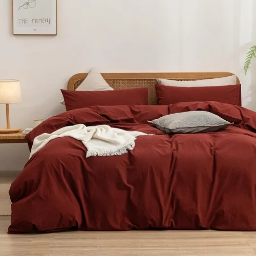 Vista 34 de BESTOUCH Juego de funda de edredón 100 % algodón lavado, tacto súper suave, cómodo, elegante, ligero, juego de ropa de cama de 2 piezas, color gris