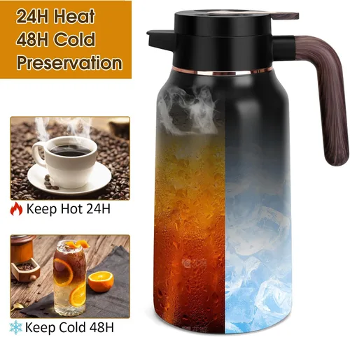 Vista 9 de Jarra térmica de café de 68 onzas, jarras de acero inoxidable para líquidos calientes las 24 horas, jarras de café aisladas para mantener el café
